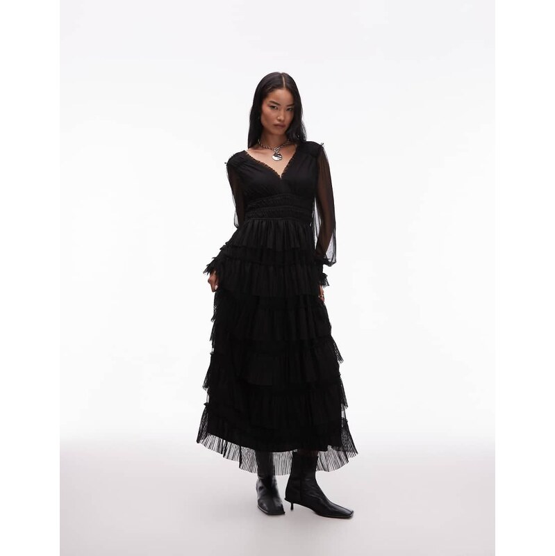 Allsaints Xantara maxi dress in black 108841085