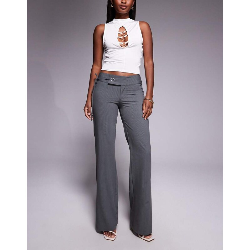 Tiger Mist Emory 90s tailored low rise eyelet tie side detail flared 108993297