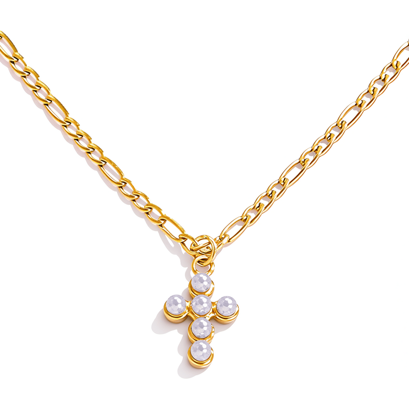 ELENYS Cross – pozlacený náhrdelník 18K žluté zlato