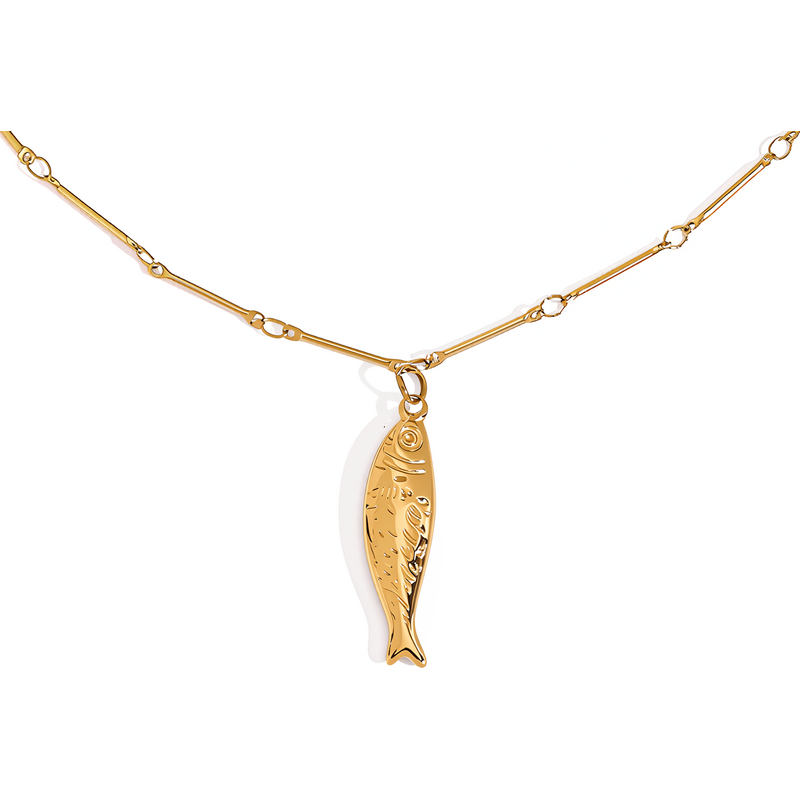 ELENYS Gold Fish – pozlacený náhrdelník 18K žluté zlato