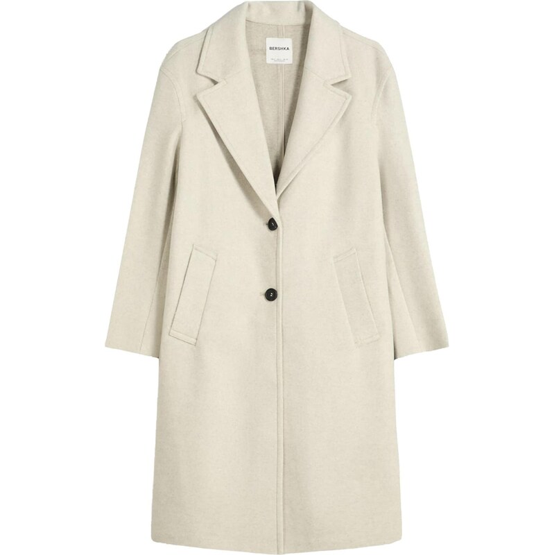 Bershka Přechodný kabát krémová