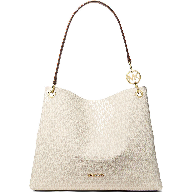 Michael Kors Christina Large Signature Logo Shoulder Bag Vanilla