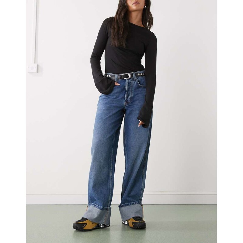 COLLUSION X002 baggy jean with cinch back and turn up hem in mid