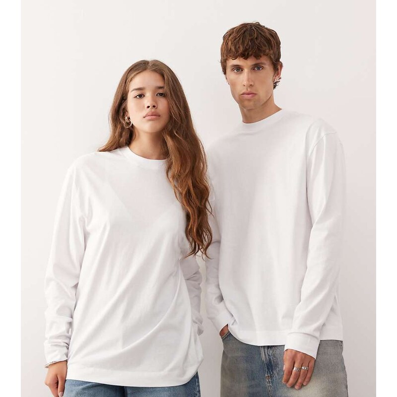 COLLUSION Unisex long sleeve t-shirt in white