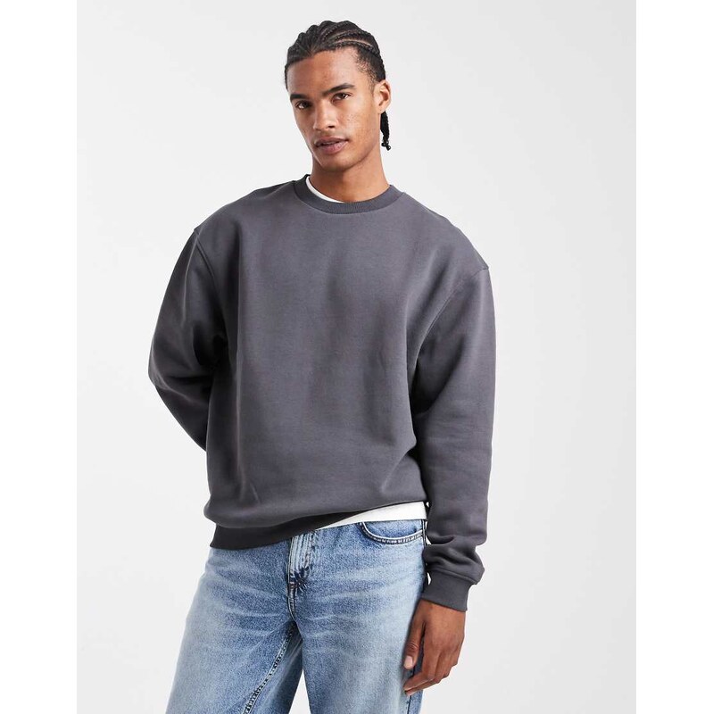 ASOS DESIGN essentials relaxed fit sweatshirt in charcoal-Grey