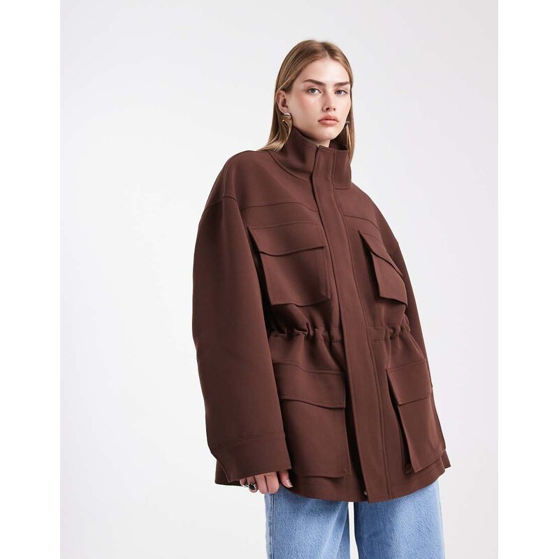 ASOS DESIGN tailored military patch pocket jacket in chocolate-Brown 113263450