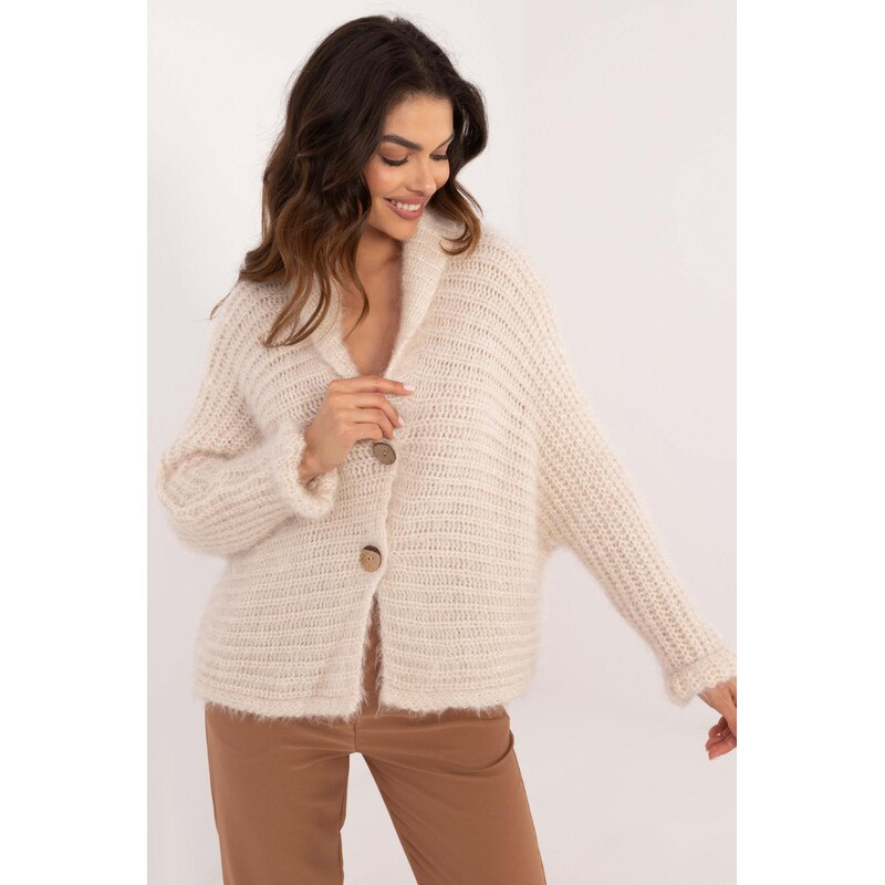 MladaModa Oversize svetr se zapínáním na knoflíky model 500288