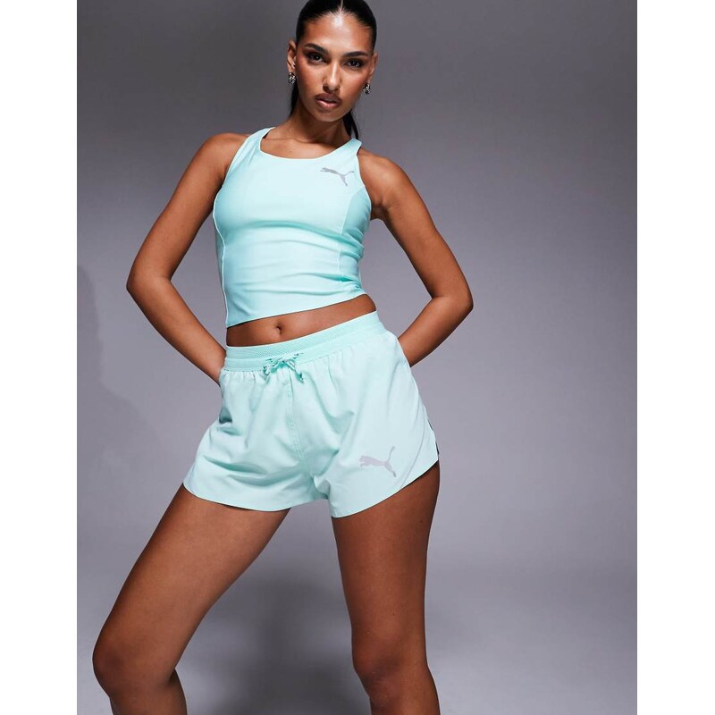 Puma Raceday Ultraweave 3 split shorts in aqua blue-Green