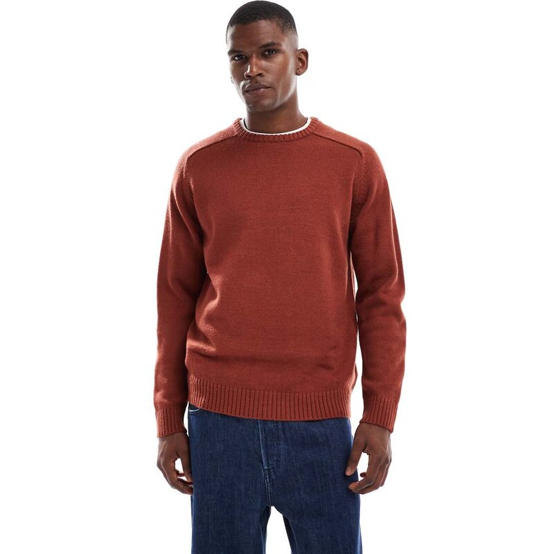 Brave Soul crew neck jumper in burnt orange