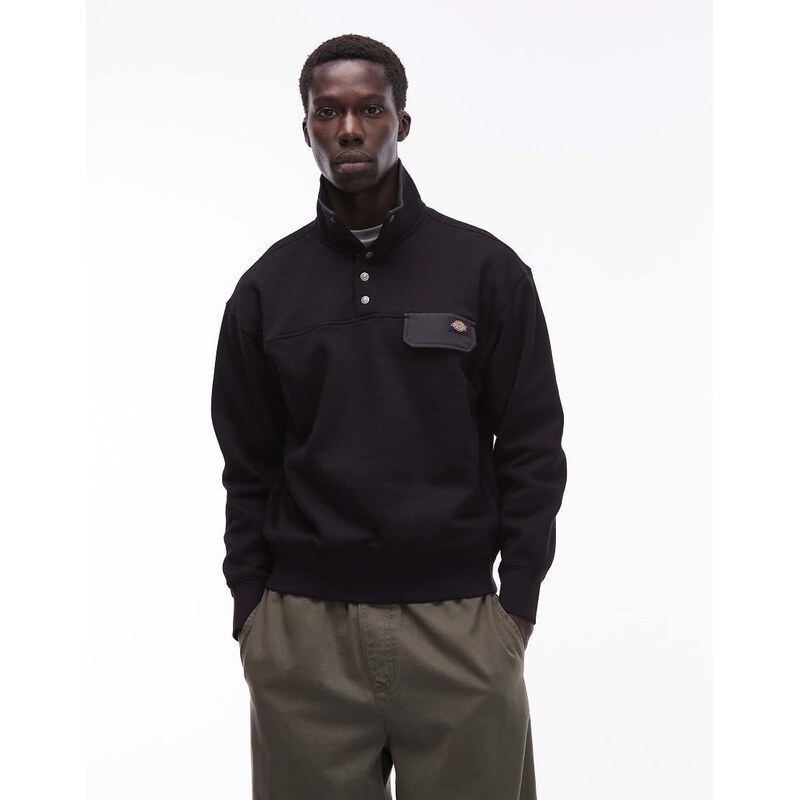 Dickies APAC 1/4 button jumper in black
