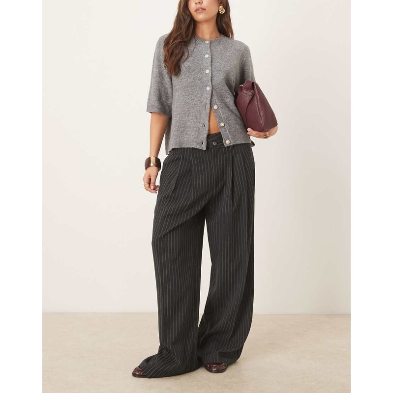 ASOS DESIGN tailoring low rise wide leg trousers with asymmetric