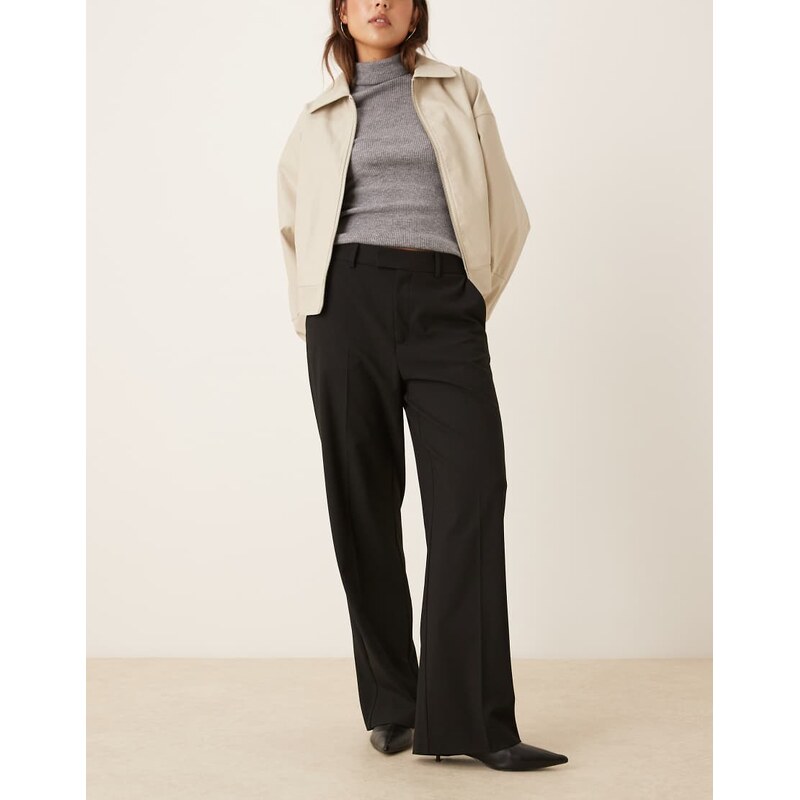 Mango pleat front tailored straight trouser in black