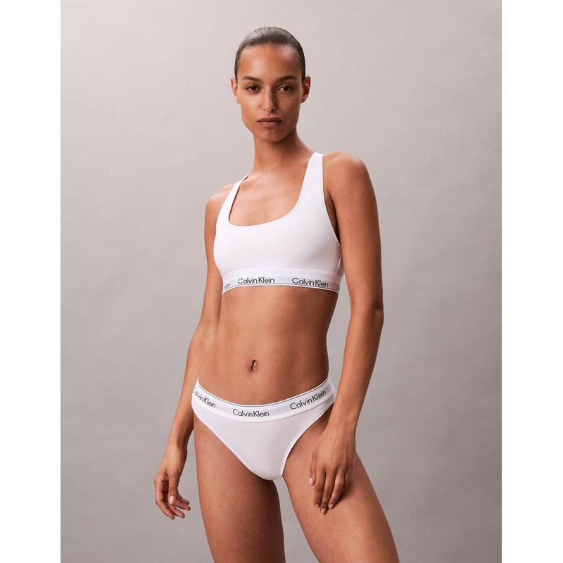 Calvin Klein underlined Icon Cotton Modal scoop bralette in white 108808714