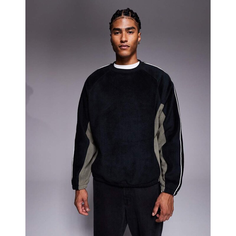 ASOS DESIGN relaxed fleece sweatshirt with piping and colour