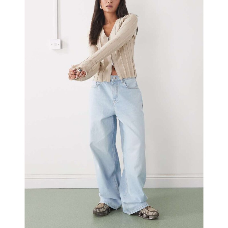 Reclaimed Vintage baggy wide leg denim jean in light blue wash 115549370