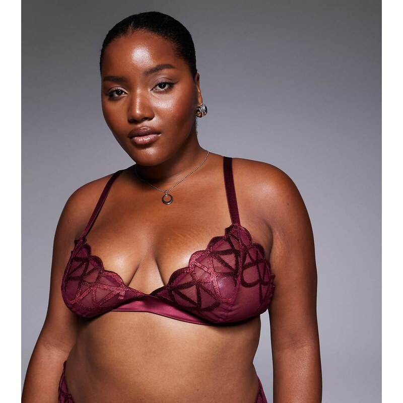 ASOS Curve ASOS DESIGN Curve Simone premium fine embroidery triangle 115184238