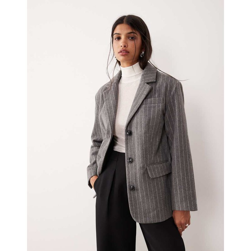 JDY tailored blazer with wool in grey pinstripe 108809728