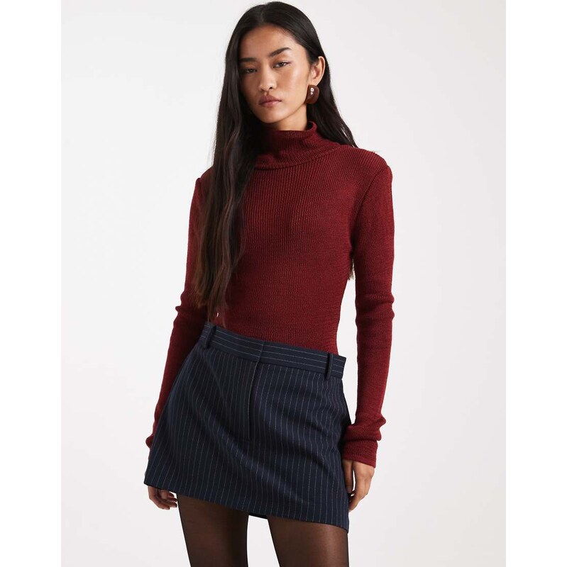 ASOS DESIGN micro mini skirt in navy pinstripe