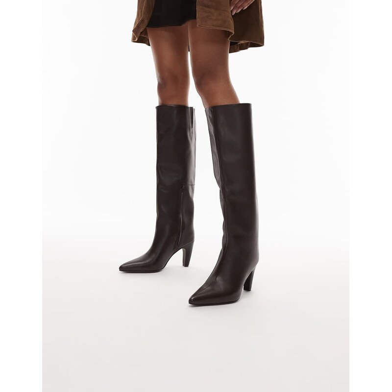 Bronx Low Jadey knee boots in leather brown 108821496