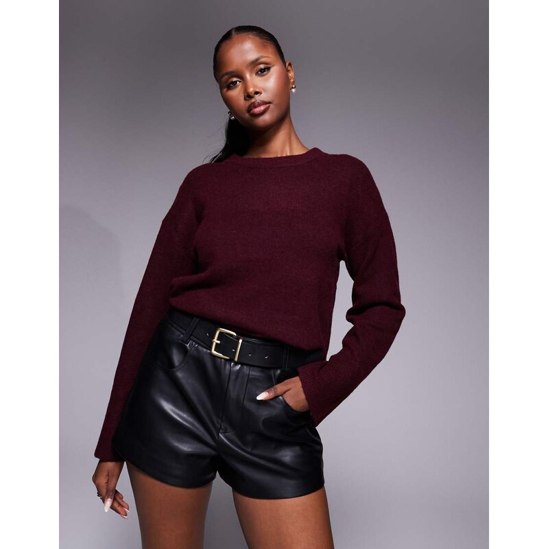 River Island faux leather hotpant denim short in black