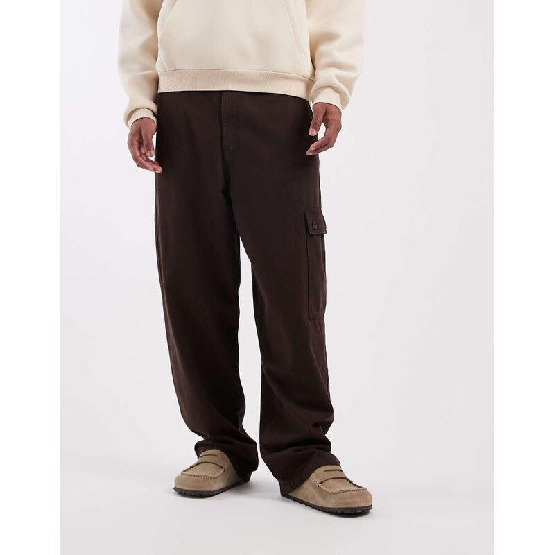 ASOS DESIGN loose straight fit cargo trousers in brown