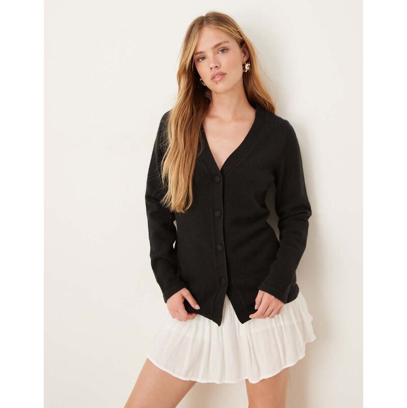 Pretty Lavish longline hourglass cardigan in black-Brown 108821471