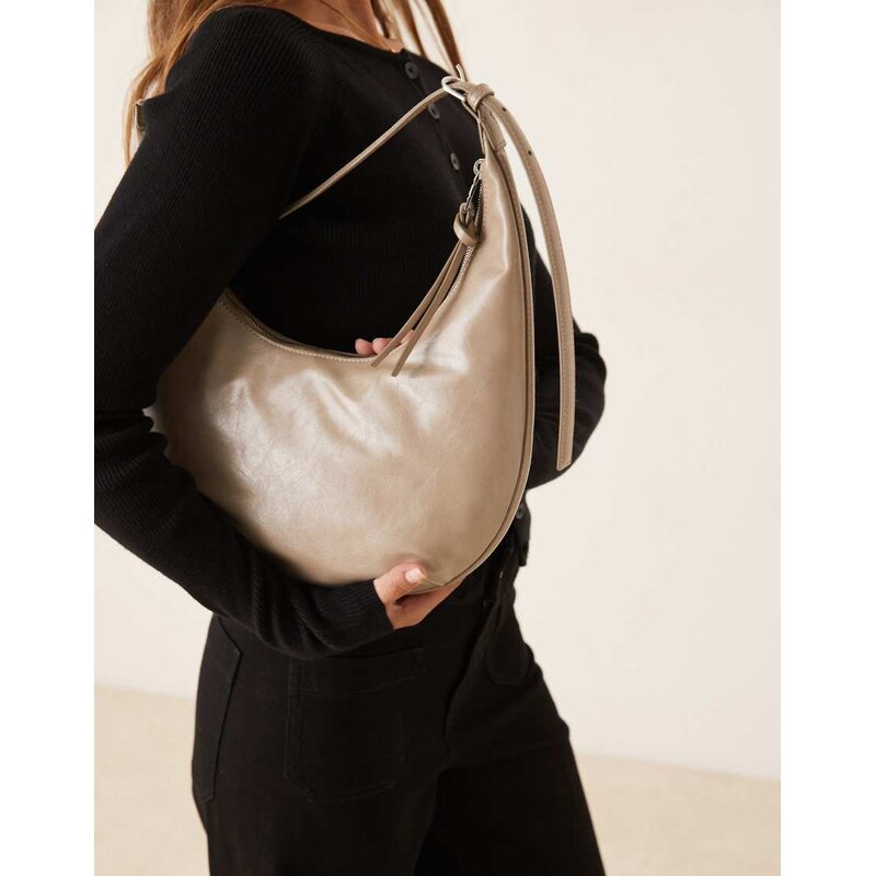 Mango half moon shoulder bag in latte-Neutral 108821651