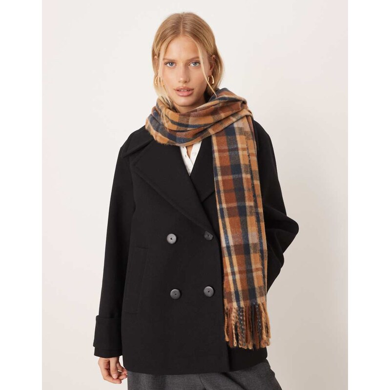 Mango checked scarf in burnt orange 108821653
