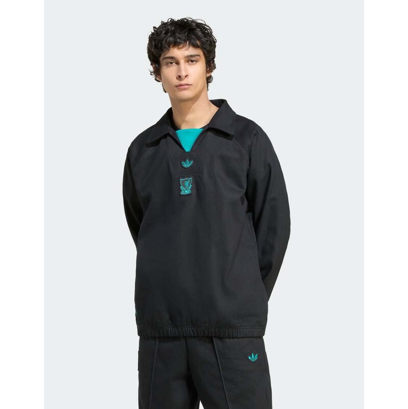 adidas Originals Liverpool fc terrace icons drill top in black