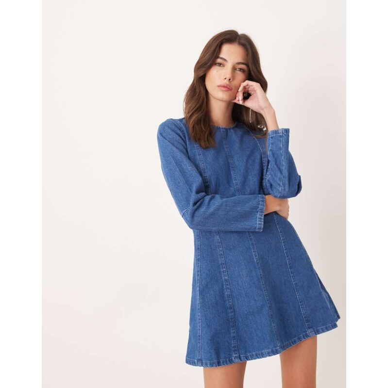 Nobodys Child Alma denim cinched pleat front mini dress in blue 108841119