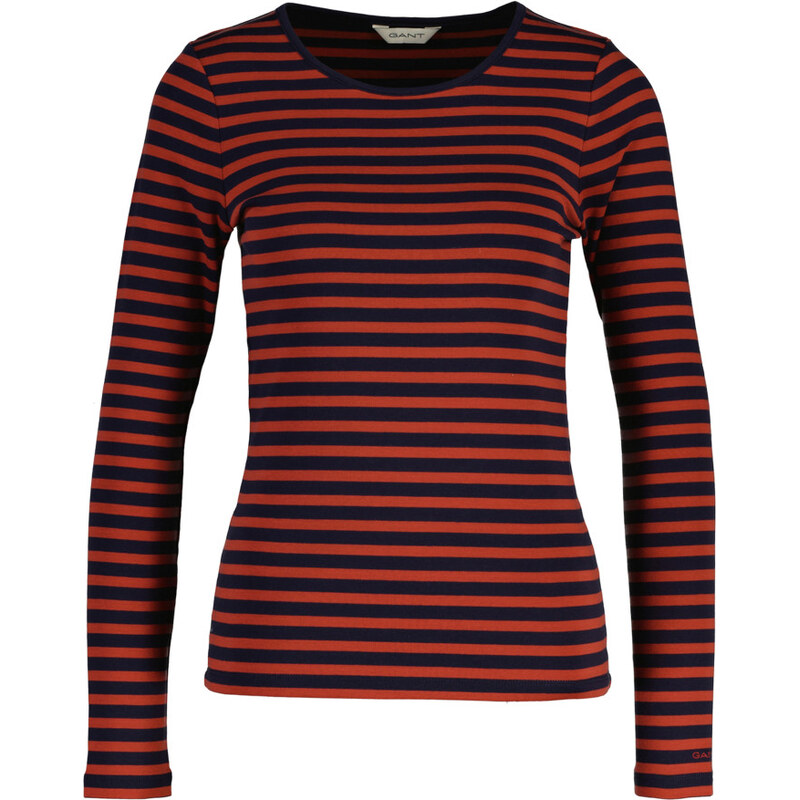 TRIČKO GANT SLIM STRIPED RIBBED LS T-SHIRT MODERN RUST