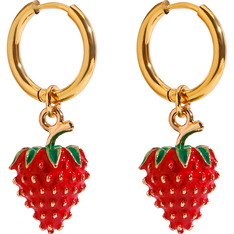 ELENYS Sweet Strawberry – pozlacené náušnice 18K žluté zlato 108819855