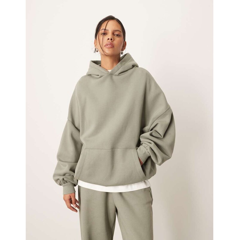 ARRANGE oversized premium heavy weight hoodie in olive green 108821352