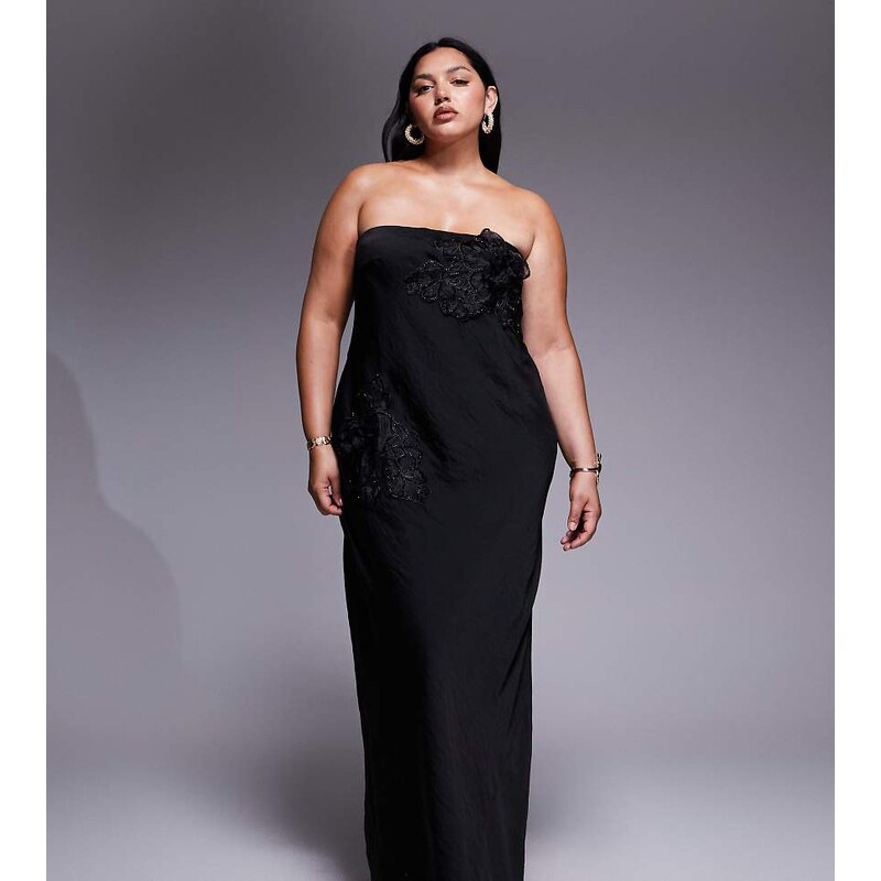 ASOS Curve ASOS DESIGN Curve bandeau flower applique midaxi