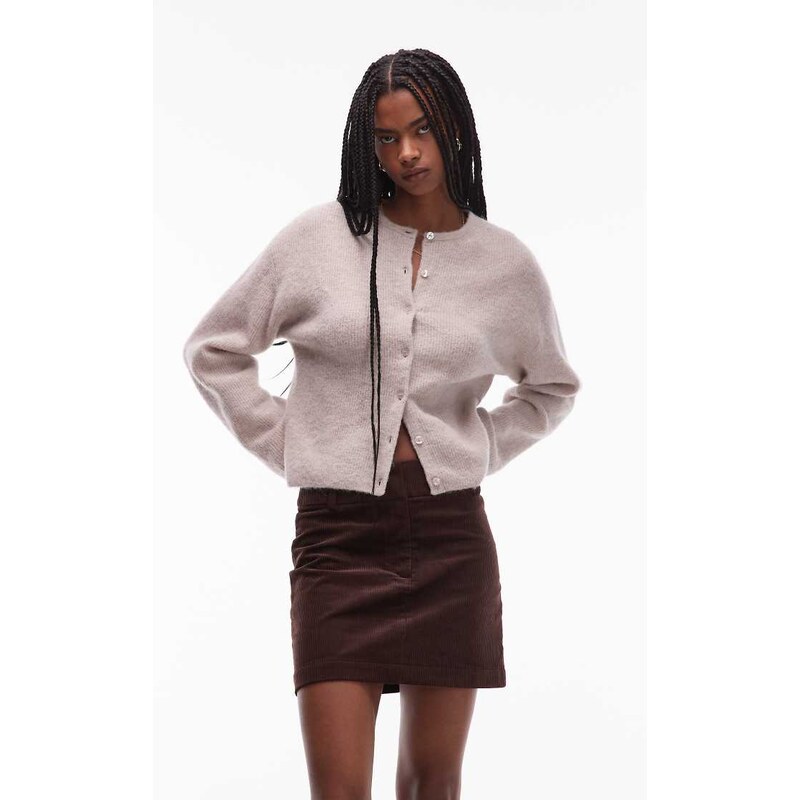 & Other Stories cotton rich cord mini skirt in dark brown