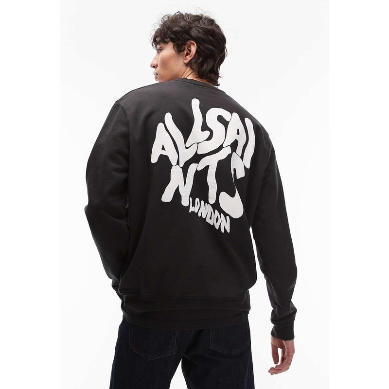 Allsaints Orlando crew neck sweatshirt in black - BLACK