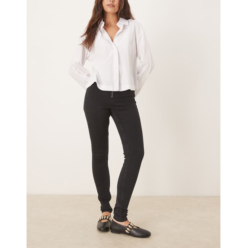 ASOS DESIGN super high rise skinny jean with zip front in black