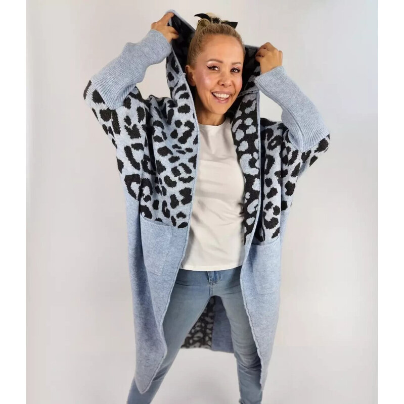 Pri Long cardigan colorful leopard sweater with wool 108963920