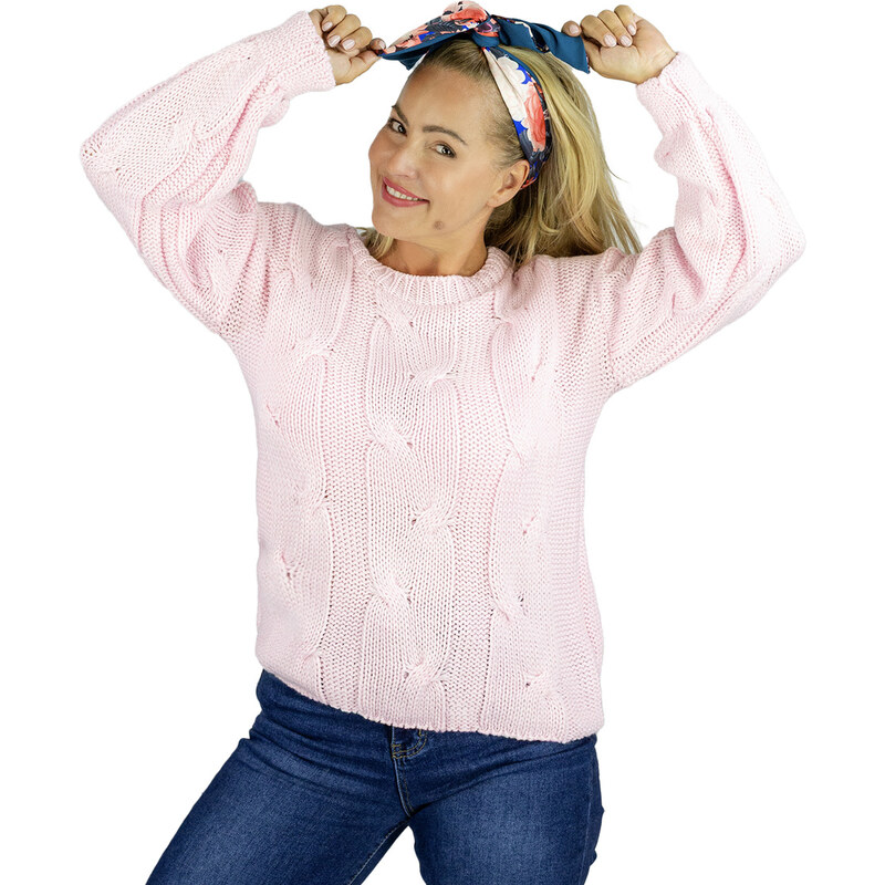 Pri Fluffy Womens Braided Sweater Buffed Sleeves AMELIA