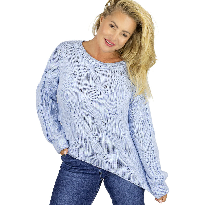 Pri Fluffy Womens Braided Sweater Buffed Sleeves AMELIA