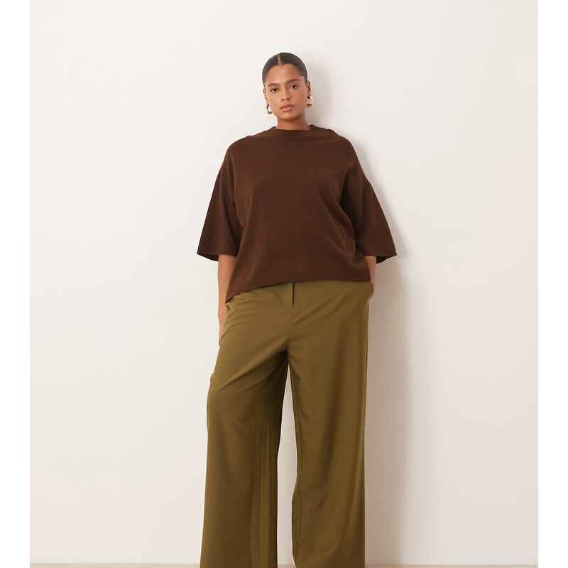 ASOS DESIGN Curve tailored relaxed straight leg trousers in