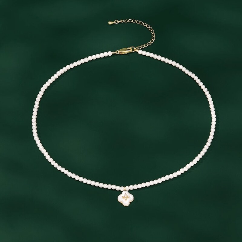JAY Choker perlový náhrdelník Léonie - perleťový květ 108821808