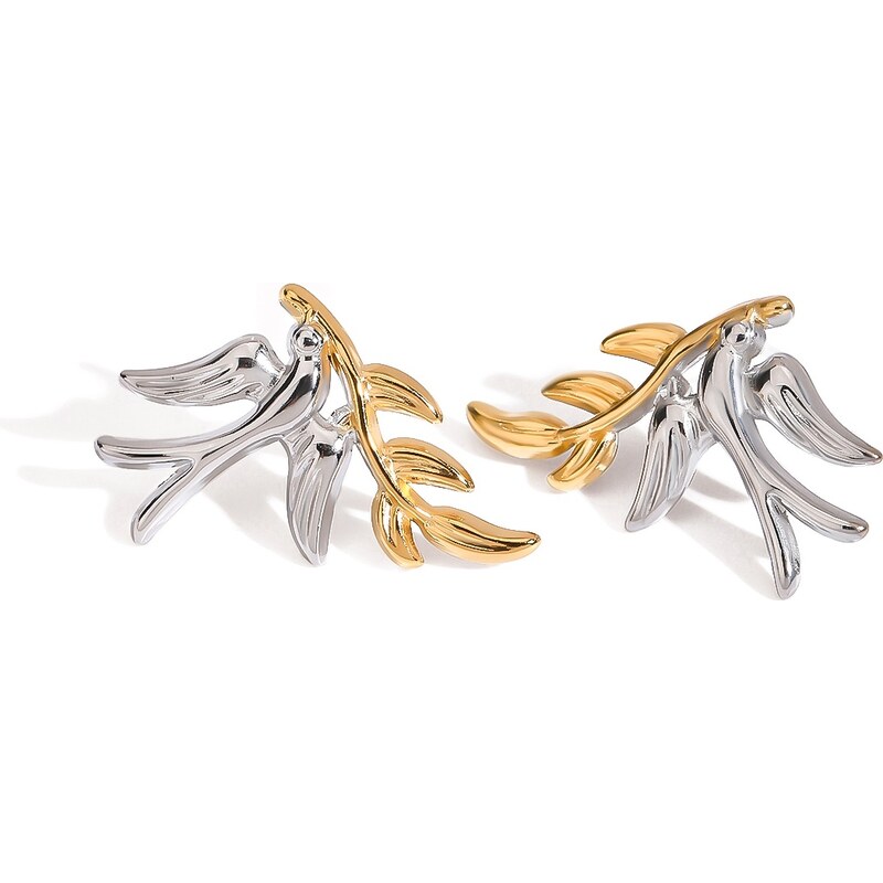 ELENYS Bird Harmony – pozlacené náušnice 18K žluté zlato