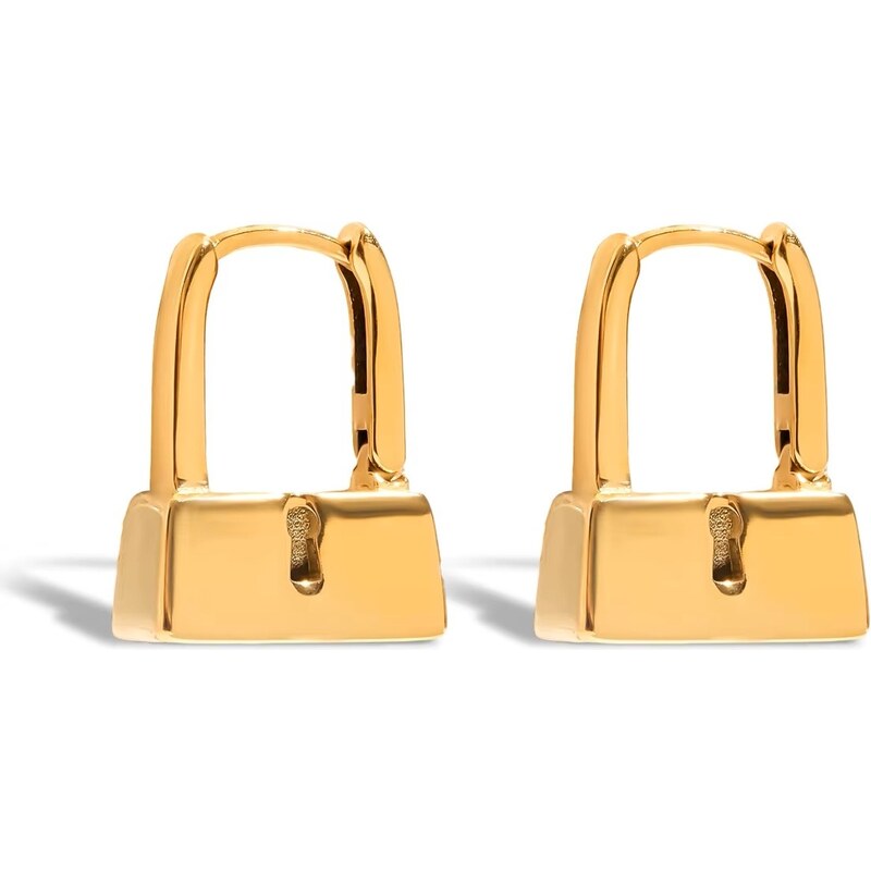 ELENYS Lock – pozlacené náušnice 18K žluté zlato 108826284