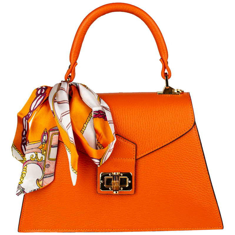 Oranžová kožená italská crossbody kabelka Flavia Arancia