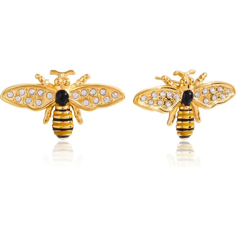 ELENYS Bee Sparkly – pozlacené náušnice 18K žluté zlato 108834529