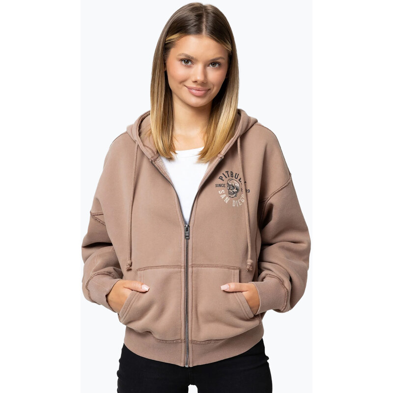 Dámská mikina Pitbull Skull Surf Hooded Zip chocolate mousse