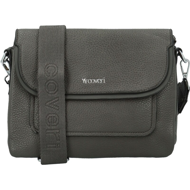 Trendy dámská koženková crossbody kabelka Coveri Longina, tmavě