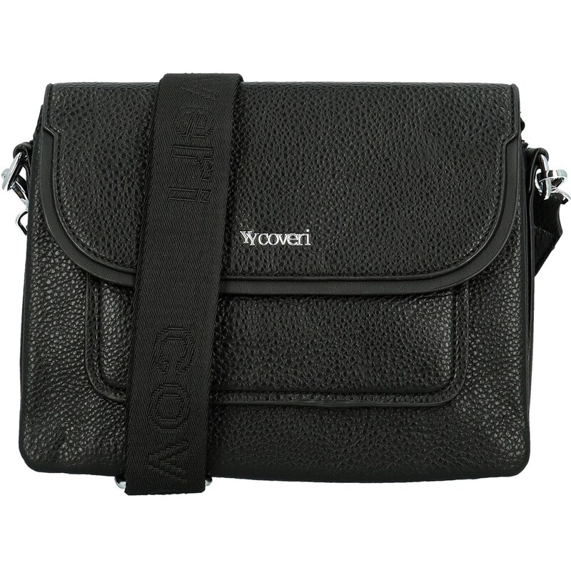 Trendy dámská koženková crossbody kabelka Coveri Longina, černá