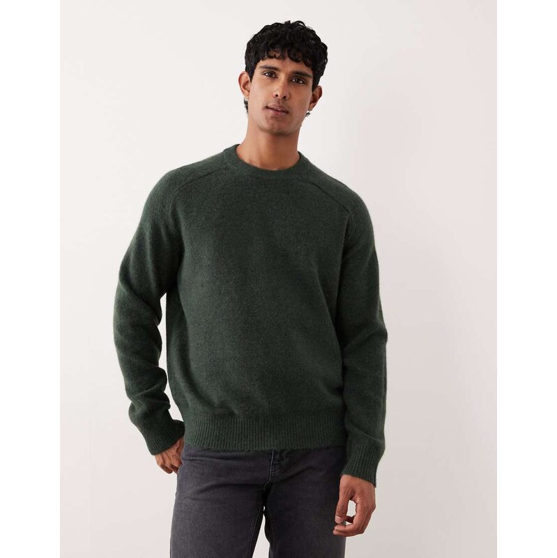 Selected boxy alpaca blend jumper in green